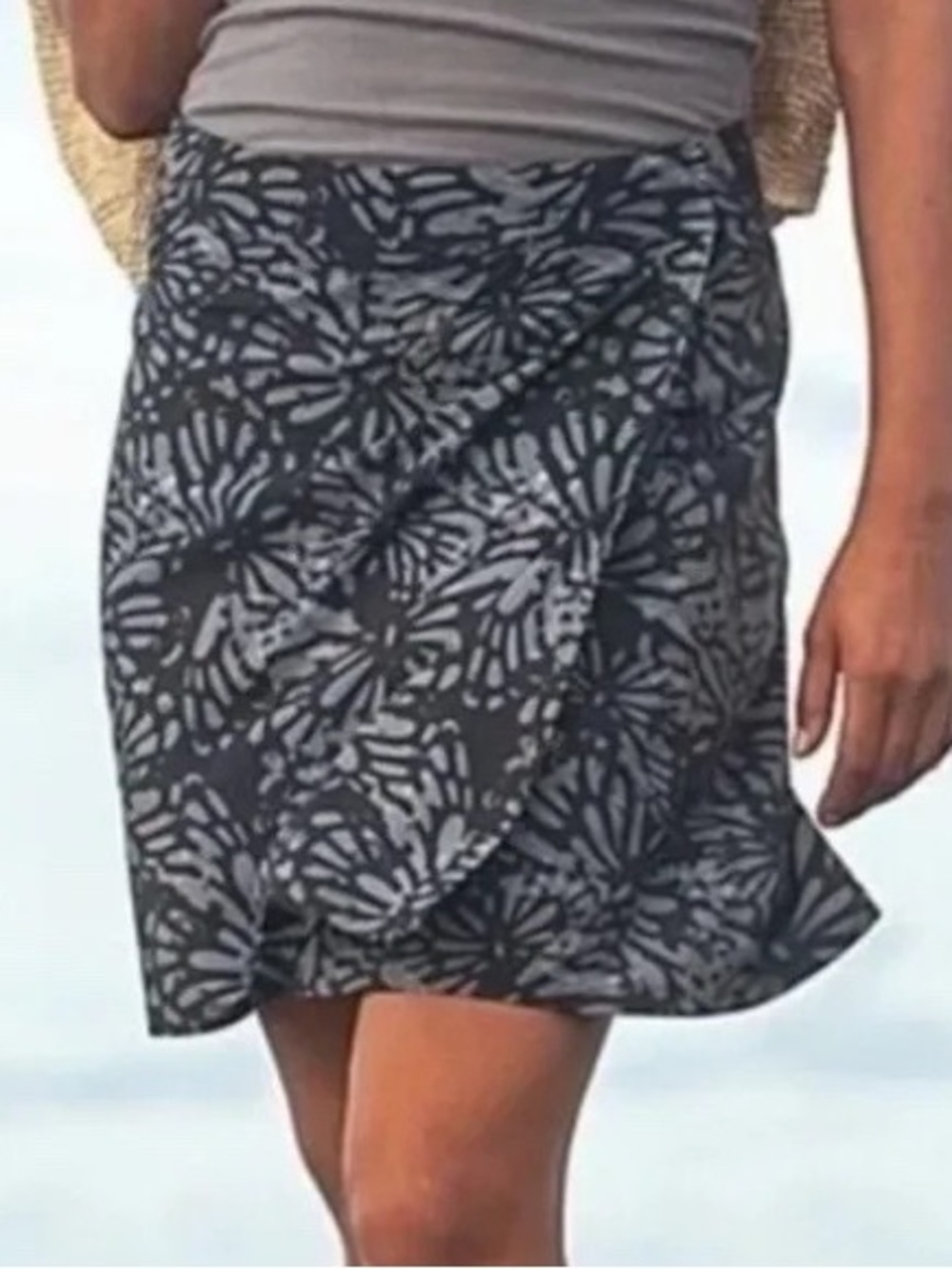 Ripskirt Wrap Skirt Length 2 with pockets - Shibori Charcoal print - Size L